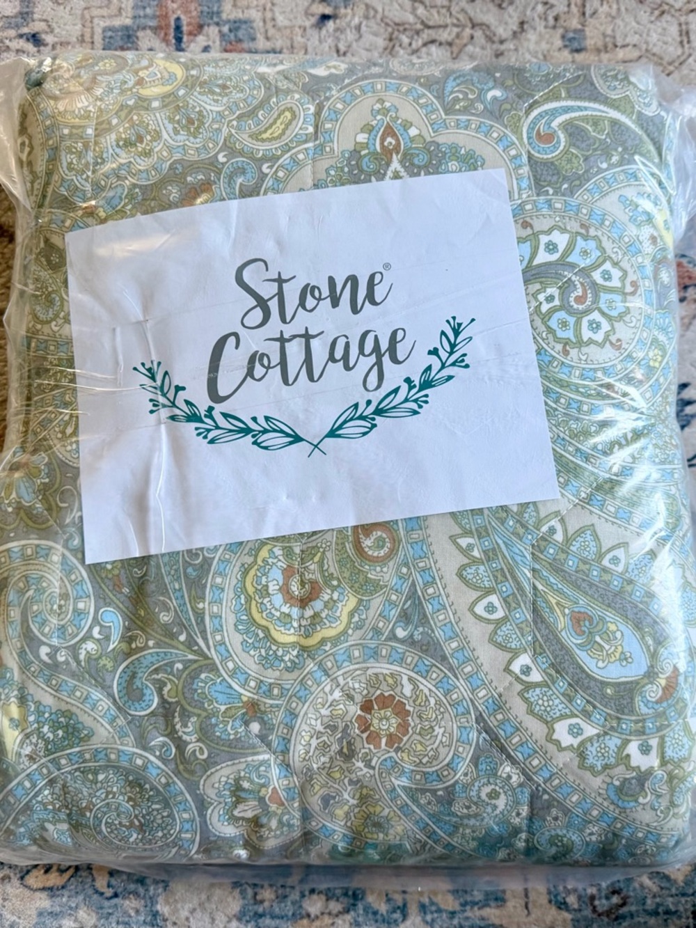 Stone Cottage Paisley Twin Quilt Set - Teal and Sage